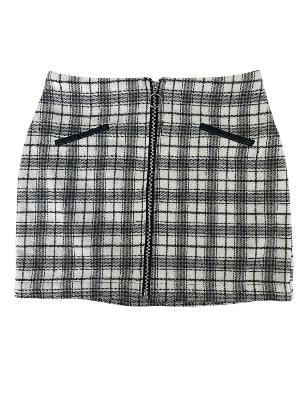 Plaid Academic Grunge Zip-Front Mini Skirt Size Medium